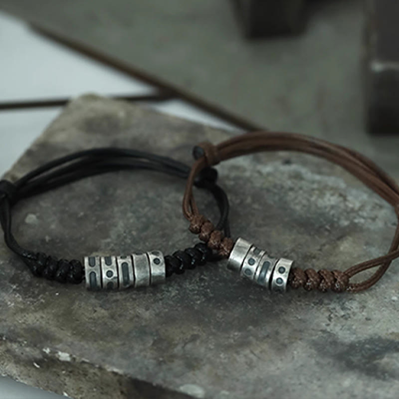 KarmaRipple's 999 Sterling Silver Morse Code Wax Rope Blessing Bracelet p20