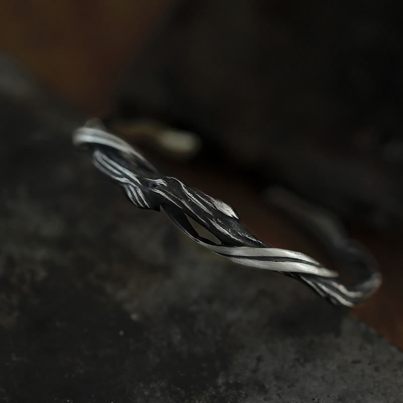 KarmaRipple's 999 Sterling Silver Driftwood Cuff Bracelet Bangle p2