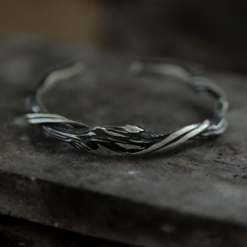 KarmaRipple's 999 Sterling Silver Driftwood Cuff Bracelet Bangle p4