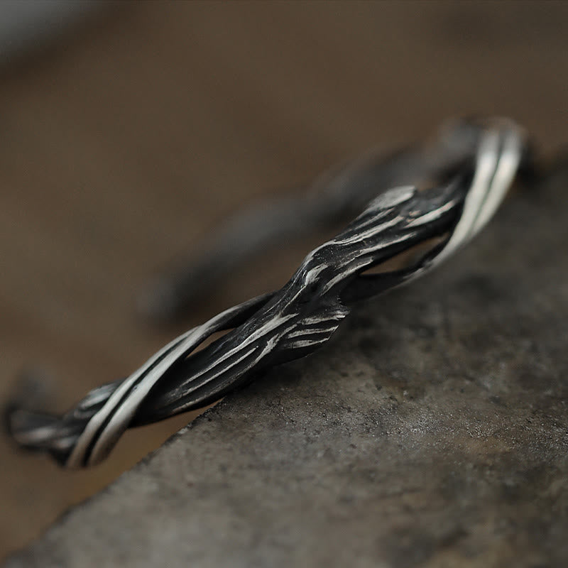 KarmaRipple's 999 Sterling Silver Driftwood Cuff Bracelet Bangle p3