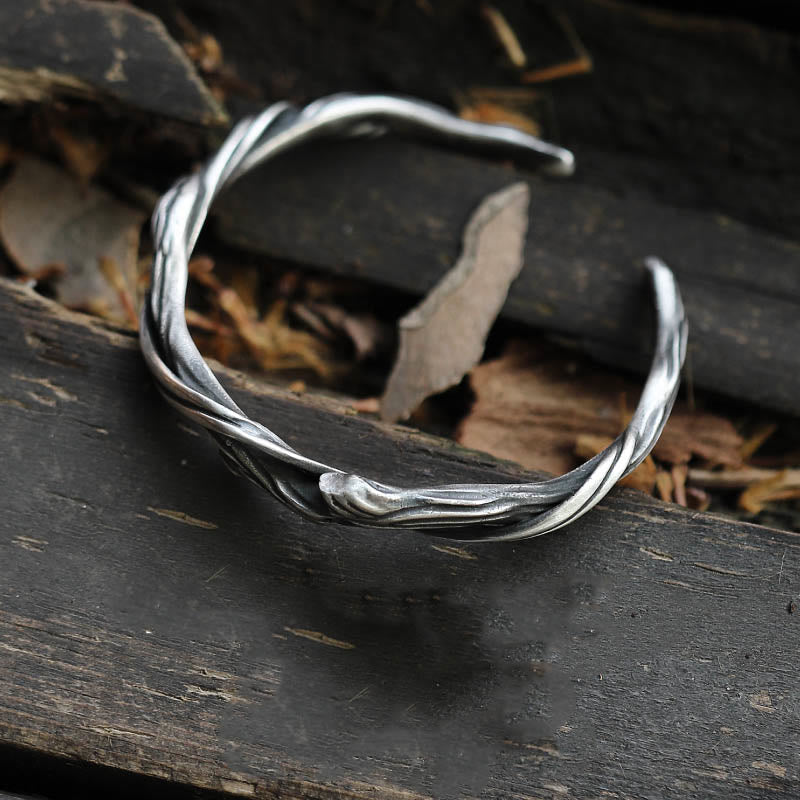 KarmaRipple's 999 Sterling Silver Driftwood Cuff Bracelet Bangle p11