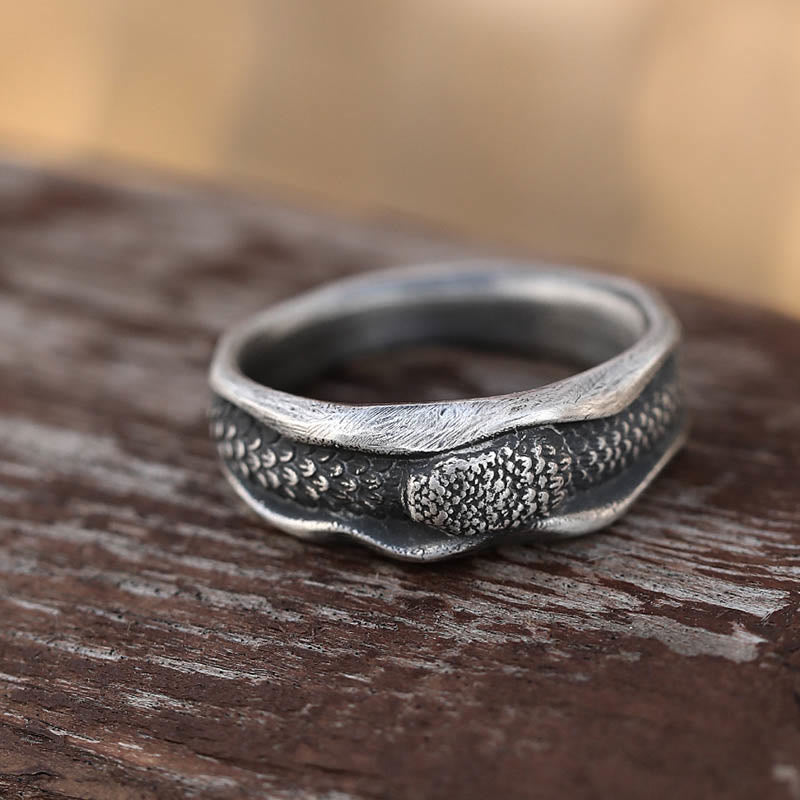 KarmaRipple's 999 Sterling Silver Snake-shaped Year Of The Snake Protection Ring p1