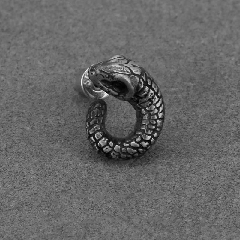 KarmaRipple's 999 Sterling Silver Snake Texture Year Of The Snake Protection Balance Earrings p2
