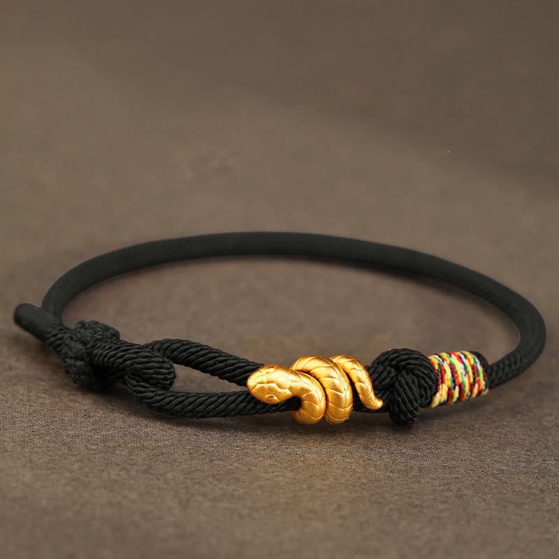 KarmaRipple's 999 Gold Year of the Snake Design Handmade Fortune Protection?Rope Woven Bracelet p57