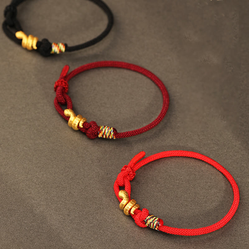 KarmaRipple's 999 Gold Year of the Snake Design Handmade Fortune Protection?Rope Woven Bracelet p22