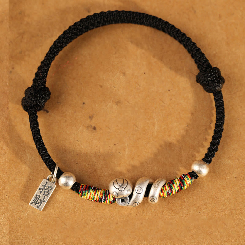 KarmaRipple's 999 Sterling Silver Year of the Snake Handmade Fortunate Fortune Fu Character Bronze Coin Blessing Bracelet p20