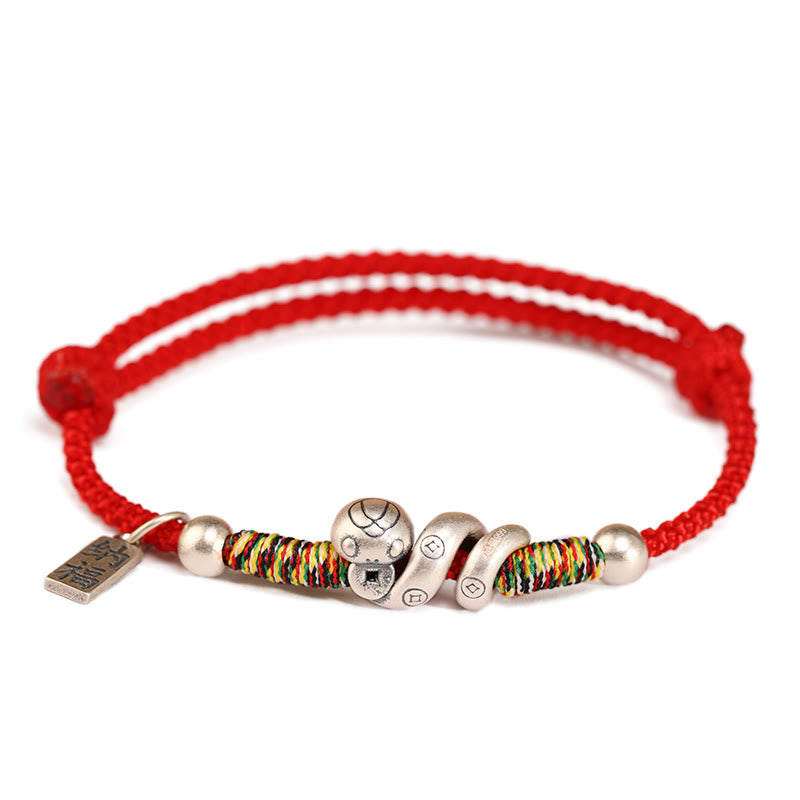 KarmaRipple's 999 Sterling Silver Year of the Snake Handmade Fortunate Fortune Fu Character Bronze Coin Blessing Bracelet p13