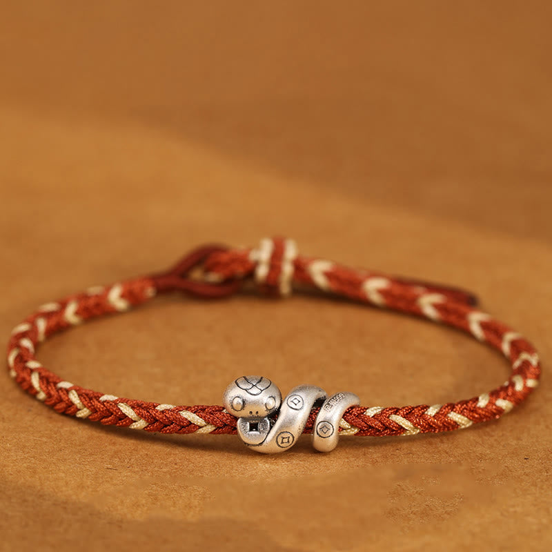 KarmaRipple's 999 Sterling Silver Year of the Snake Handmade Bronze Coin Protection Woven Bracelet p3