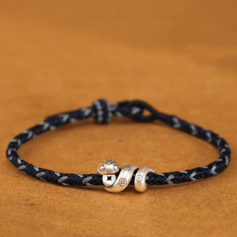 KarmaRipple's 999 Sterling Silver Year of the Snake Handmade Bronze Coin Protection Woven Bracelet p33