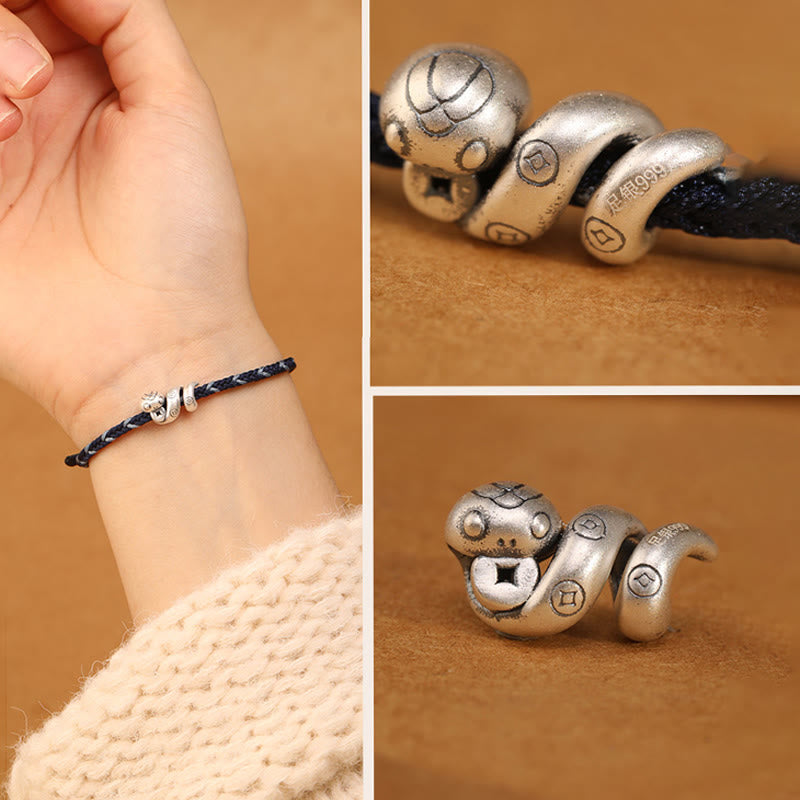 KarmaRipple's 999 Sterling Silver Year of the Snake Handmade Bronze Coin Protection Woven Bracelet p15