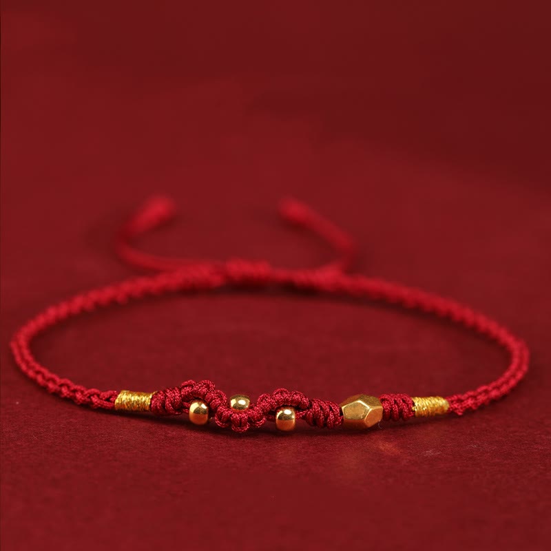 KarmaRipple's 999 Gold Year of the Snake Mini Gold Bead Handmade Fortune Protection?Braided Bracelet p8