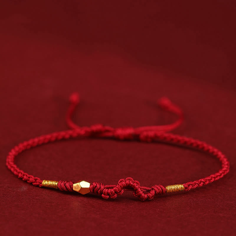 KarmaRipple's 999 Gold Year of the Snake Mini Gold Bead Handmade Fortune Protection?Braided Bracelet p1