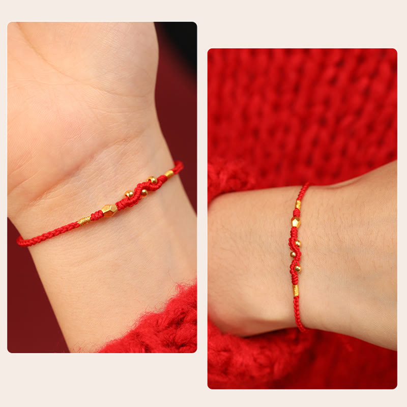 KarmaRipple's 999 Gold Year of the Snake Mini Gold Bead Handmade Fortune Protection?Braided Bracelet p11