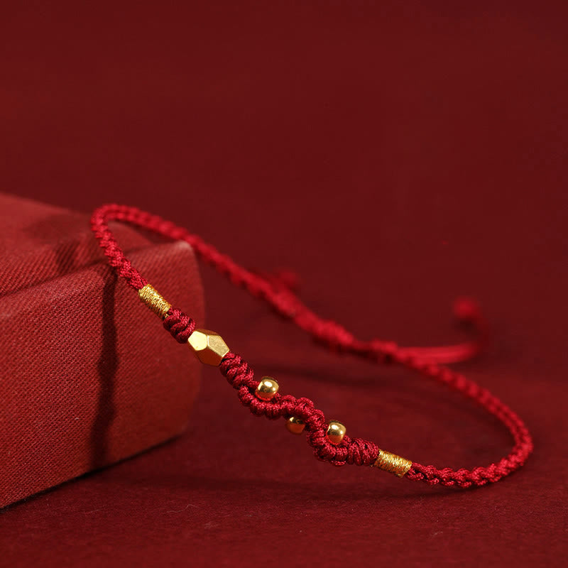 KarmaRipple's 999 Gold Year of the Snake Mini Gold Bead Handmade Fortune Protection?Braided Bracelet p23
