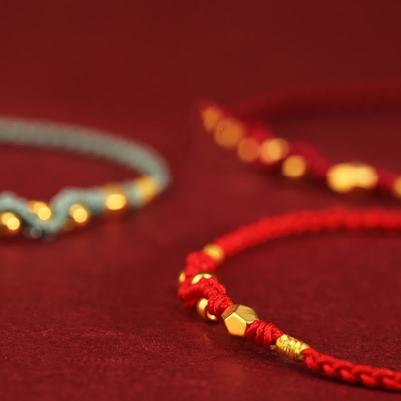 KarmaRipple's 999 Gold Year of the Snake Mini Gold Bead Handmade Fortune Protection?Braided Bracelet p17
