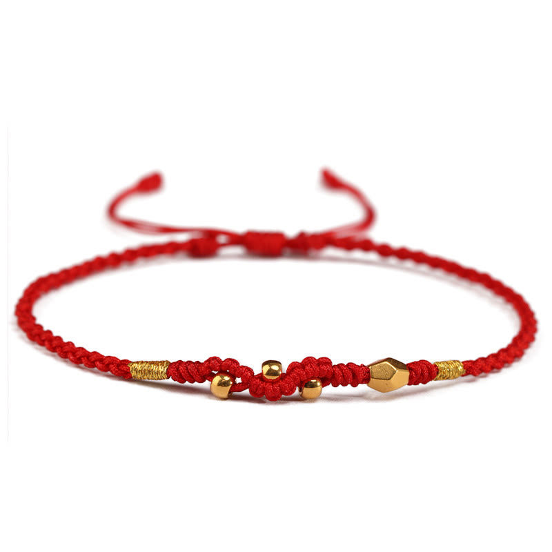 KarmaRipple's 999 Gold Year of the Snake Mini Gold Bead Handmade Fortune Protection?Braided Bracelet p12