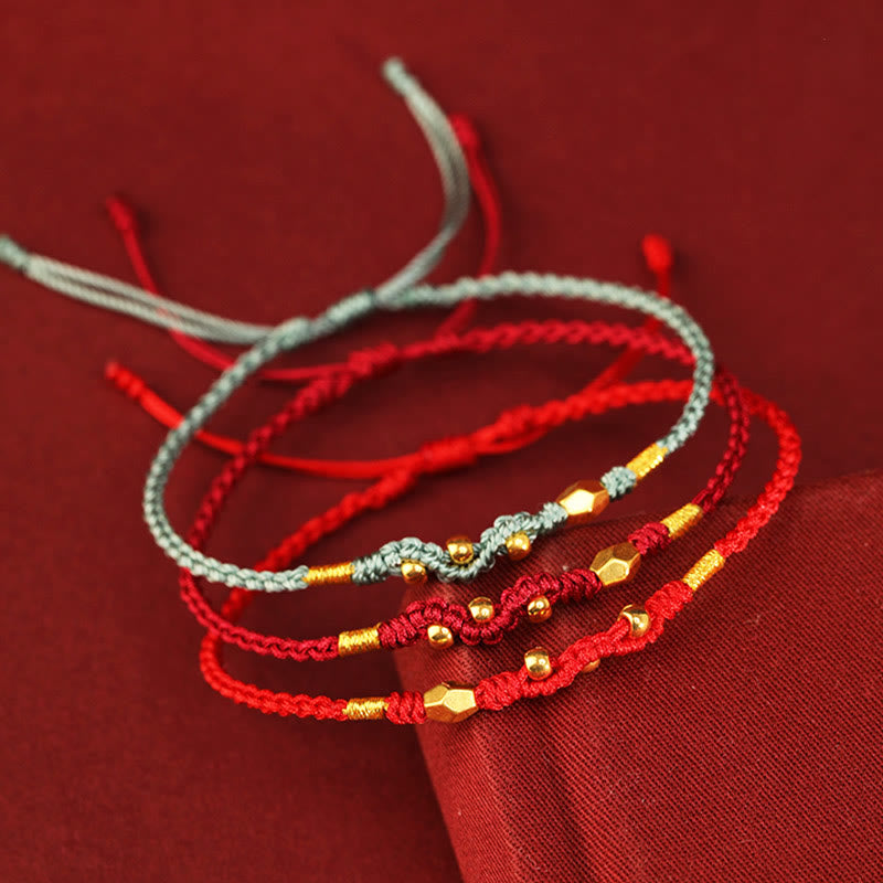 KarmaRipple's 999 Gold Year of the Snake Mini Gold Bead Handmade Fortune Protection?Braided Bracelet p7