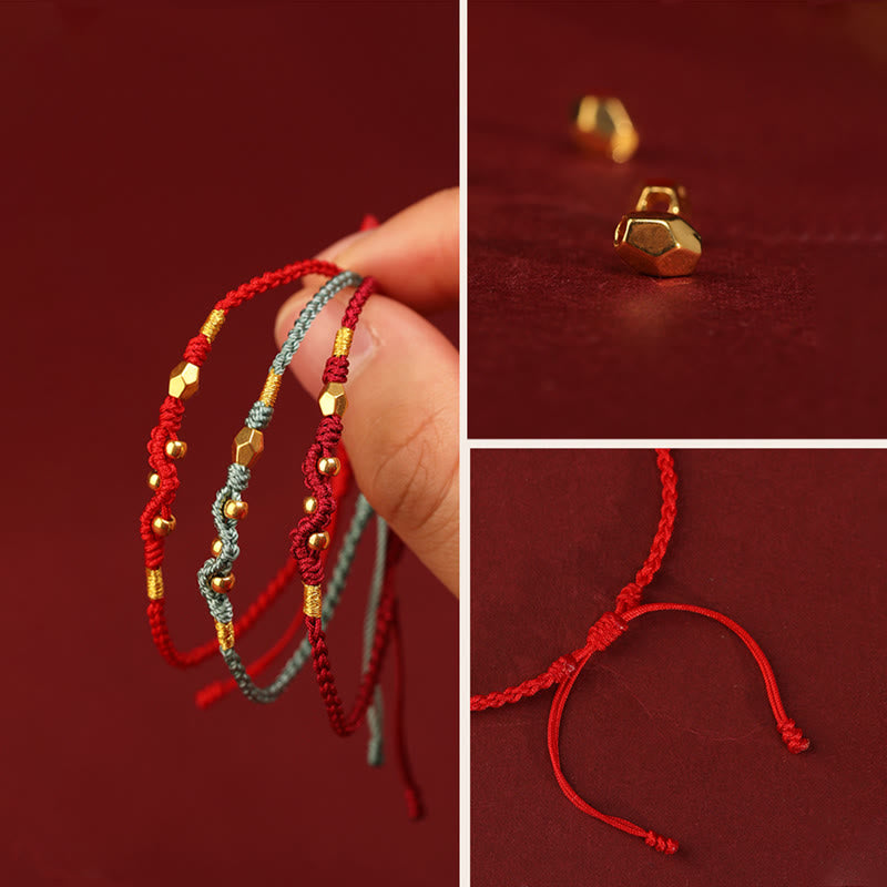 KarmaRipple's 999 Gold Year of the Snake Mini Gold Bead Handmade Fortune Protection?Braided Bracelet p18
