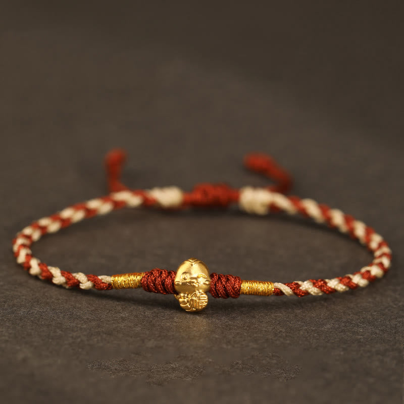 KarmaRipple's 999 Gold Year of the Snake Handmade Fu Character Bronze Coin Fortune Bracelet p28