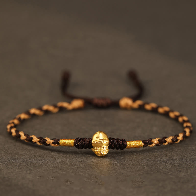 KarmaRipple's 999 Gold Year of the Snake Handmade Fu Character Bronze Coin Fortune Bracelet p29