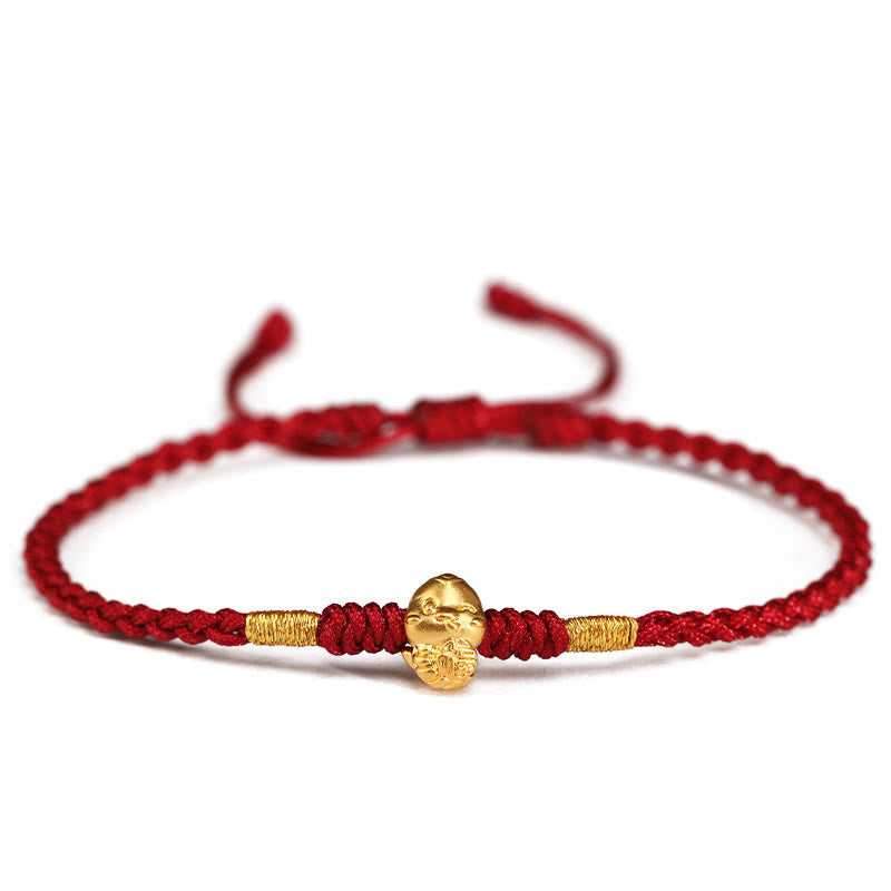 KarmaRipple's 999 Gold Year of the Snake Handmade Fu Character Bronze Coin Fortune Bracelet p19