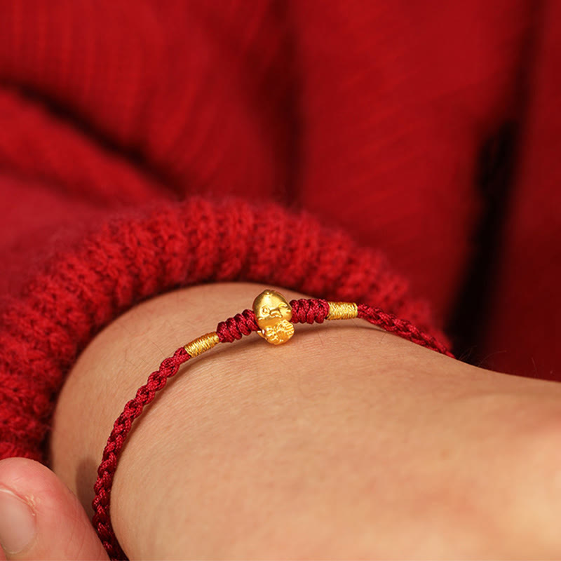 KarmaRipple's 999 Gold Year of the Snake Handmade Fu Character Bronze Coin Fortune Bracelet p15