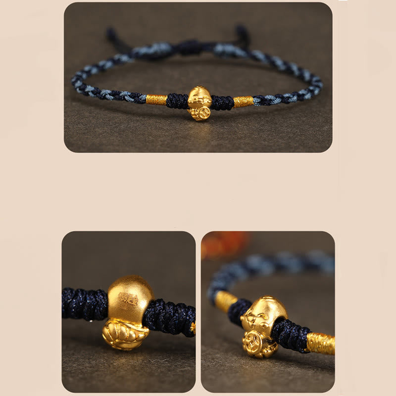 KarmaRipple's 999 Gold Year of the Snake Handmade Fu Character Bronze Coin Fortune Bracelet p20