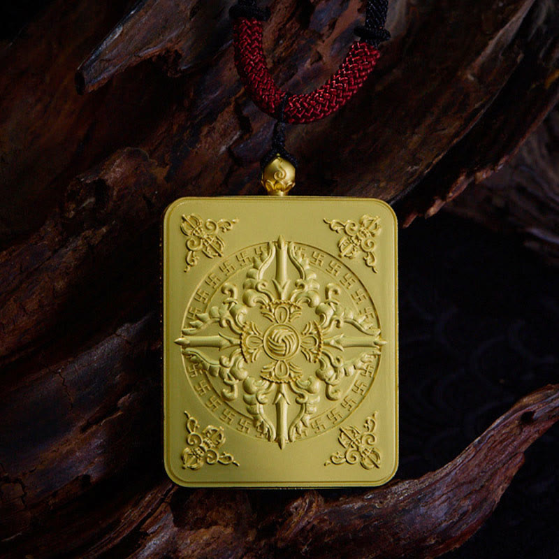 KarmaRipple's Tibetan Zakiram Nine Tailed Fox Yellow God of Wealth Painted Thangka Hope Pendant Necklace p13