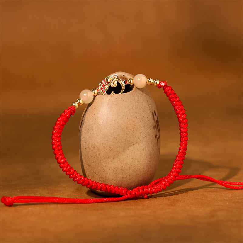 KarmaRipple's 925 Sterling Silver Hetian Jade Cinnabar Koi Fish Year Of Snake Red String Protection Woven Bracelet p11