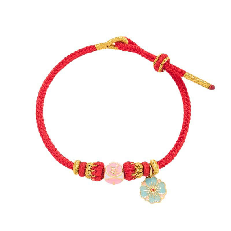 KarmaRipple's Red String Gold Plated Bronze Peach Blossom Yi Fan Feng Shun Protection Woven Bracelet p11