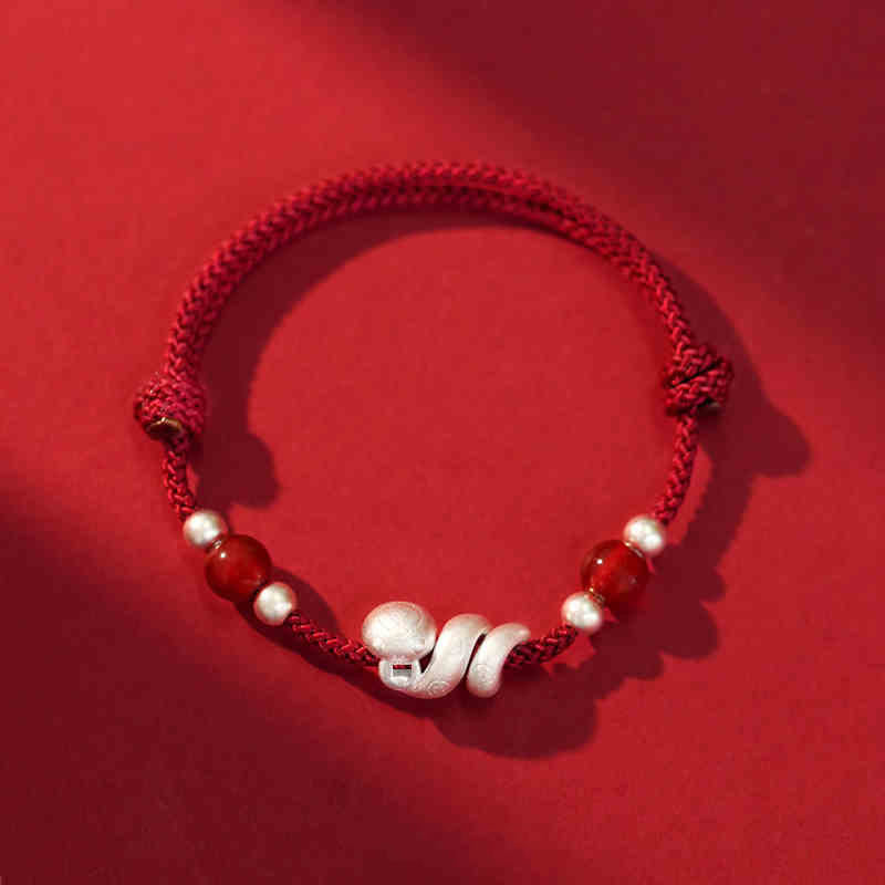 KarmaRipple's 999 Sterling Silver Year Of The Snake Red Agate Confidence Handcrafted Bracelet p1