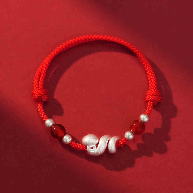 KarmaRipple's 999 Sterling Silver Year Of The Snake Red Agate Confidence Handcrafted Bracelet p24