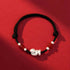 Black String Red Agate 999 Sterling Silver / 10-13cm