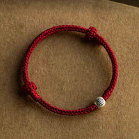 KarmaRipple's Handmade String 925 Sterling Silver Fu Bead Woven Fortune Bracelet