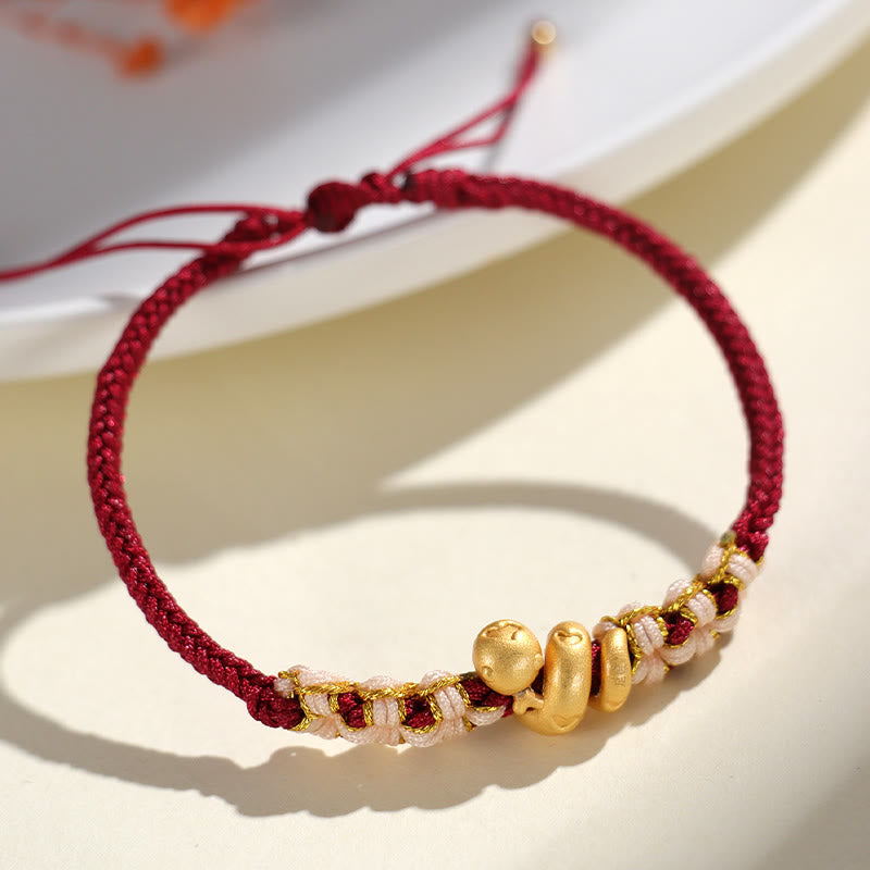 KarmaRipple's Handmade 999 Sterling Silver Year Of The Snake Red String Heart Peach Blossom Fortune Bracelet p14