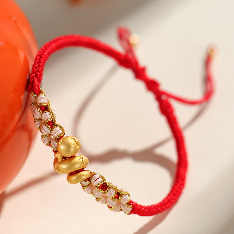 KarmaRipple's Handmade 999 Sterling Silver Year Of The Snake Red String Heart Peach Blossom Fortune Bracelet p8