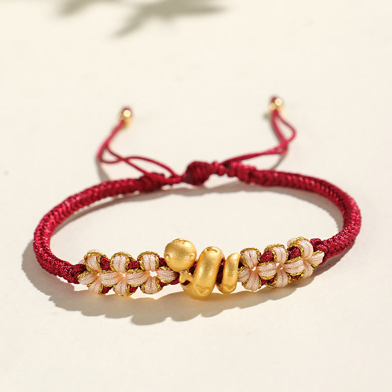 KarmaRipple's Handmade 999 Sterling Silver Year Of The Snake Red String Heart Peach Blossom Fortune Bracelet p13