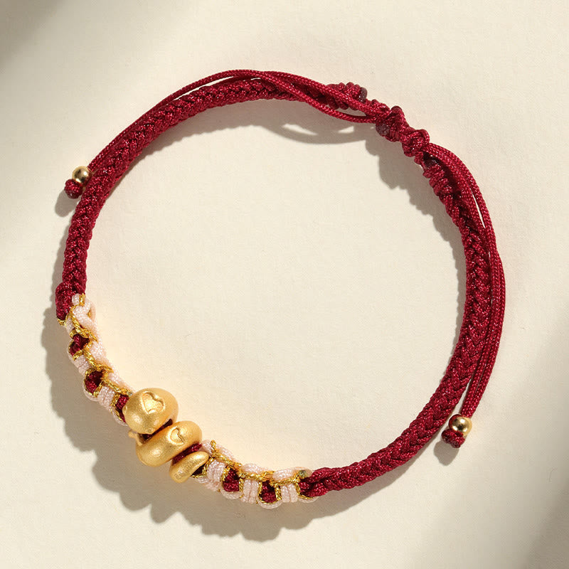 KarmaRipple's Handmade 999 Sterling Silver Year Of The Snake Red String Heart Peach Blossom Fortune Bracelet p15