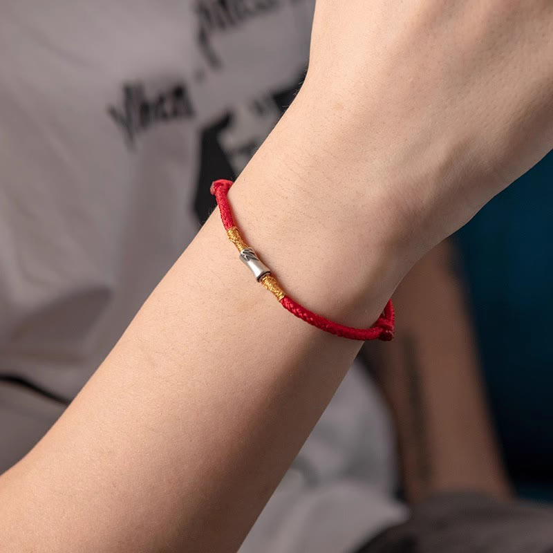 KarmaRipple's Handmade 925 Sterling Silver Bamboo Design Red String Fortune Woven Bracelet p13