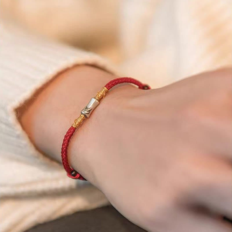 KarmaRipple's Handmade 925 Sterling Silver Bamboo Design Red String Fortune Woven Bracelet p11