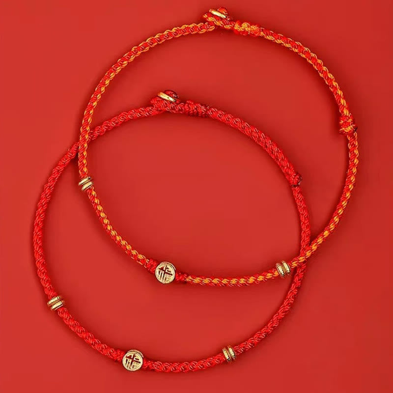 KarmaRipple's Handmade Woven Red String 925 Sterling Silver Fu Character Fortune Bracelet p3