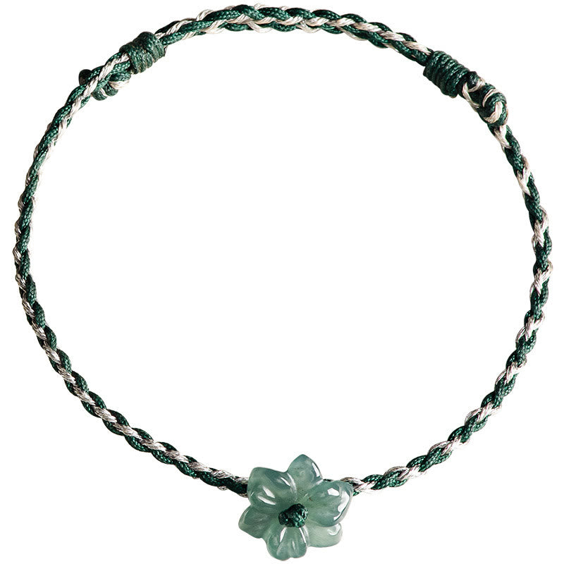 KarmaRipple's Handmade Green String Jade Orchid Woven Prosperity Bracelet p14
