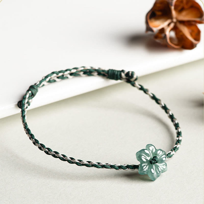 KarmaRipple's Handmade Green String Jade Orchid Woven Prosperity Bracelet p6