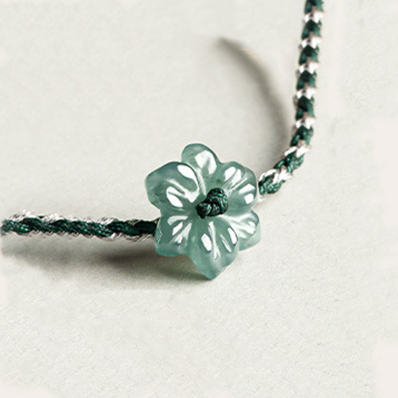 KarmaRipple's Handmade Green String Jade Orchid Woven Prosperity Bracelet p12