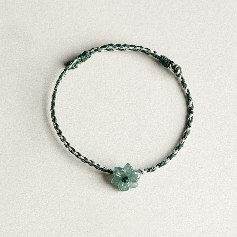 KarmaRipple's Handmade Green String Jade Orchid Woven Prosperity Bracelet p8