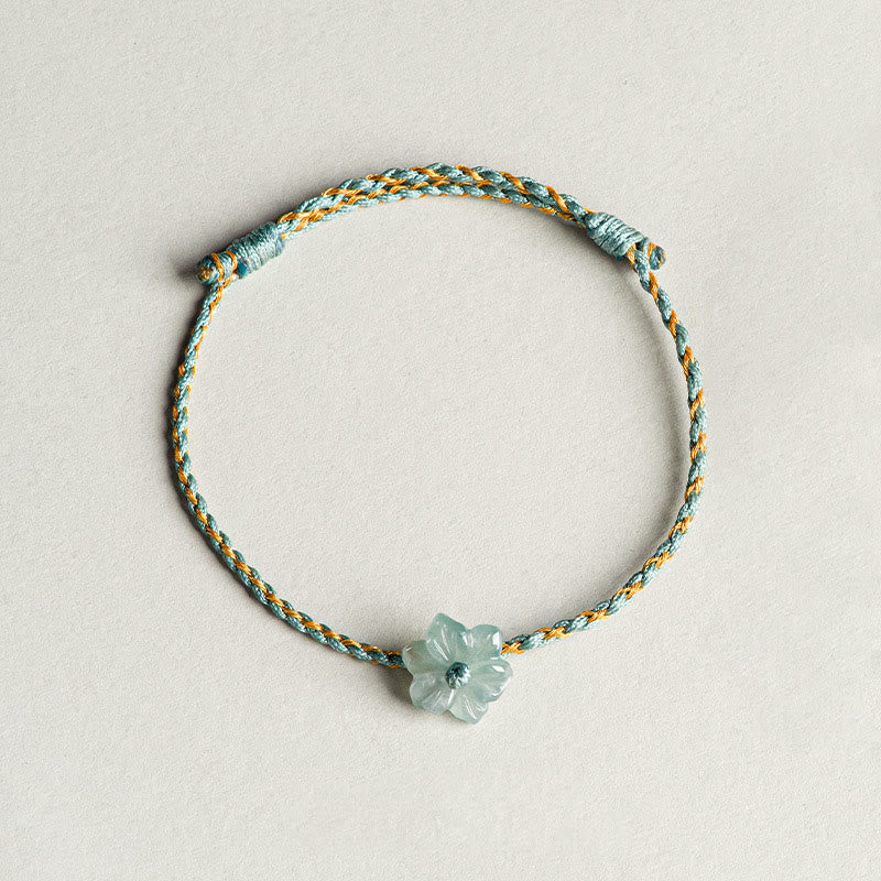 KarmaRipple's Handmade Green String Jade Orchid Woven Prosperity Bracelet p18