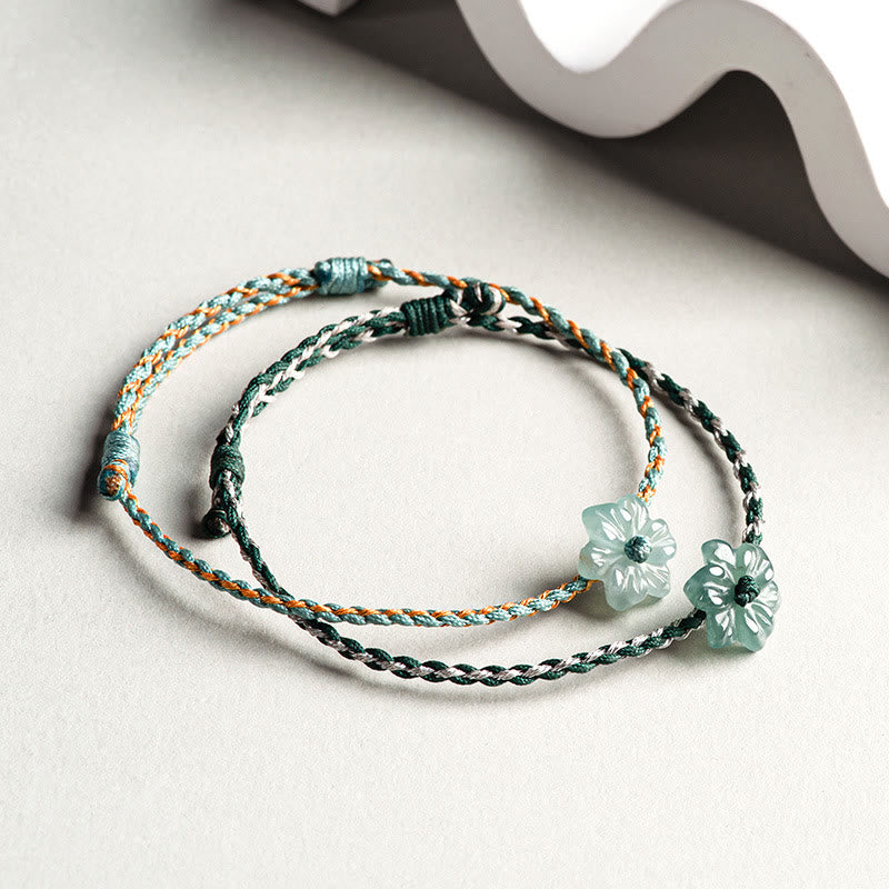 KarmaRipple's Handmade Green String Jade Orchid Woven Prosperity Bracelet p3