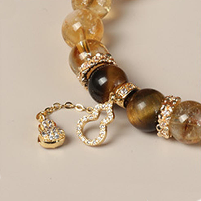 KarmaRipple's Authentic Tiger Eye Citrine Beadwork Fortune Gourd Strength Bracelet p13