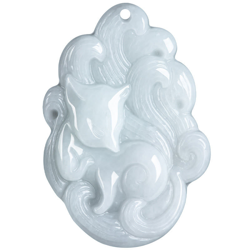 KarmaRipple's Authentic Jade Nine Tailed Fox Fortune Pendant Necklace p9