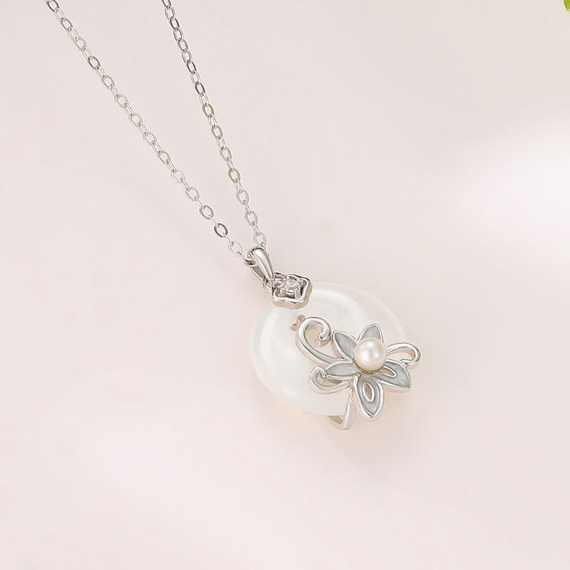 KarmaRipple's Chalcedony Peace Buckle 999 Sterling Silver Lotus Positive Pendant Necklace p4